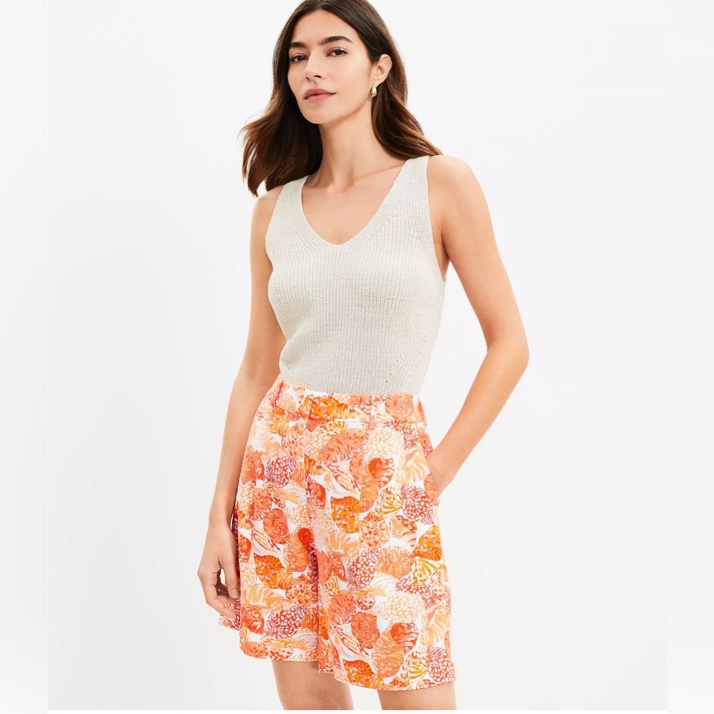 Loft Peyton Shorts In Seashell Linen Blend Baked Gold Color I Size 10